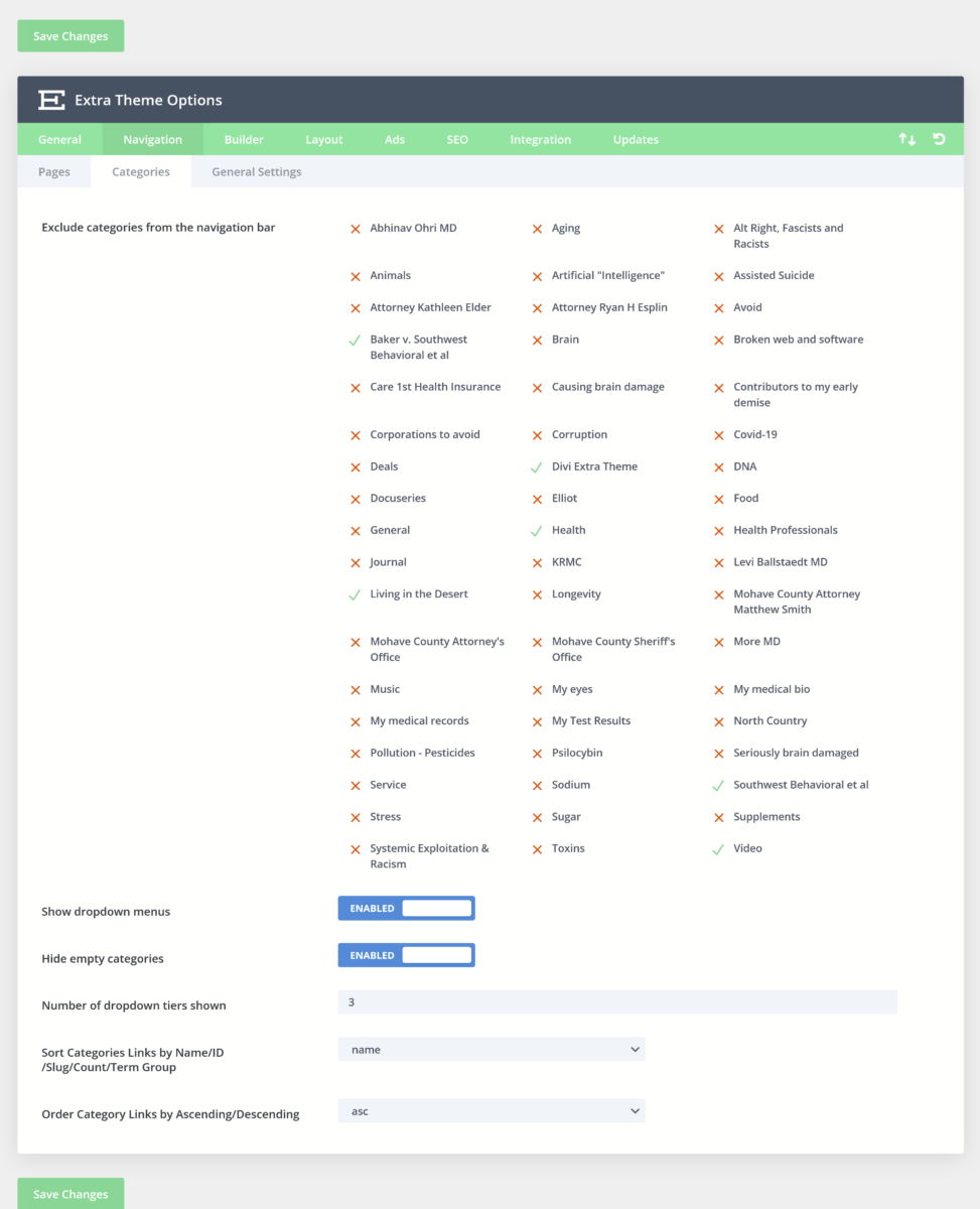 9/4/22: Divi Extra Navigation Categories