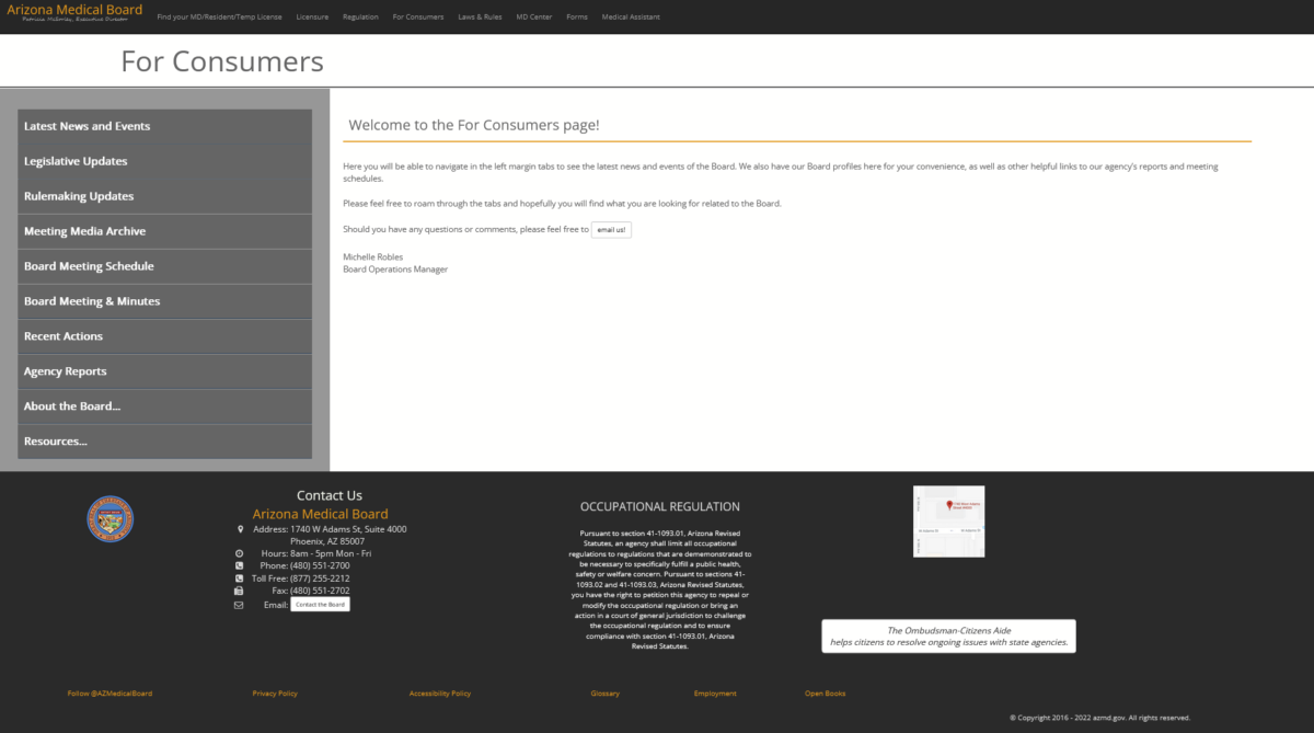 9-5-22 For Consumers AZ Medical Board