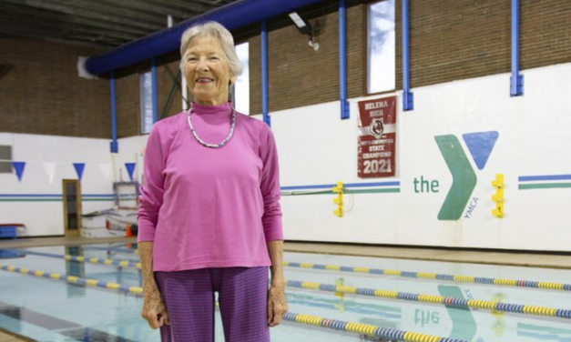 100-year-old Charlotte Sanddal competitive swimmer